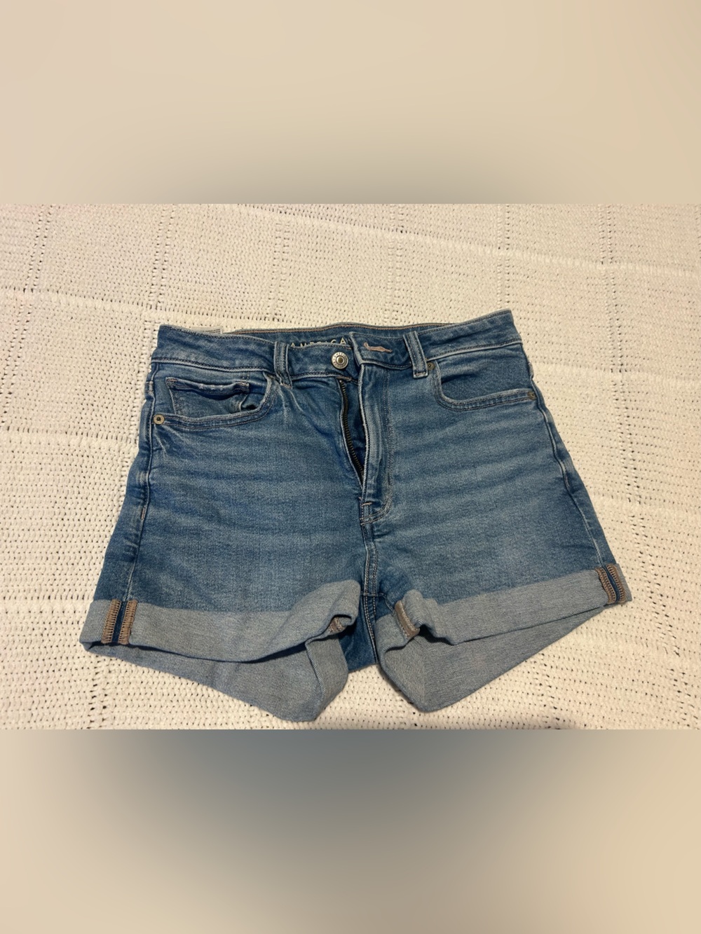 American Eagle Outfitters Medium Blue Rolled-Cuff Denim Shorts